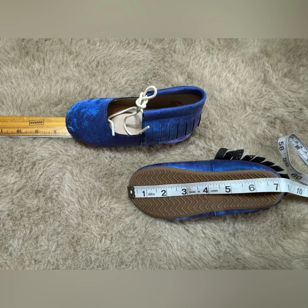 Blue Kids Moccasins 4-5Y Monkey Feet